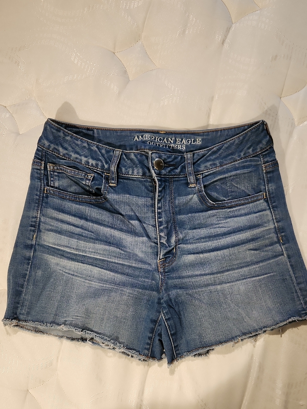 American Eagle Outfitters Light Blue Distressed Denim Shorts